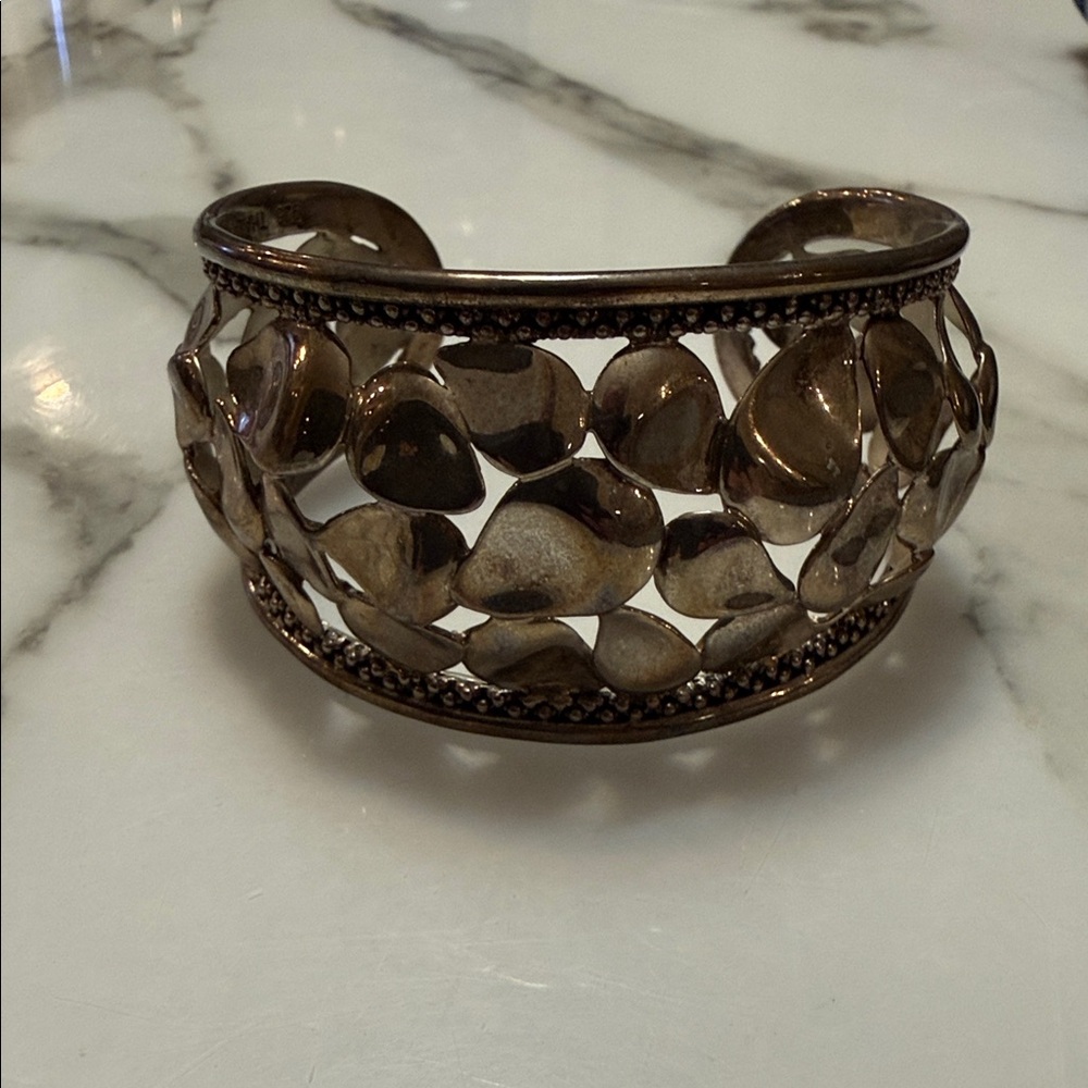 Michael Dawkins Sterling silver cuff bracelet w/rose petal motif